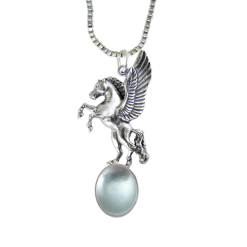 Sterling Silver Unicorn of the Summer Day Pendant With Blue Topaz